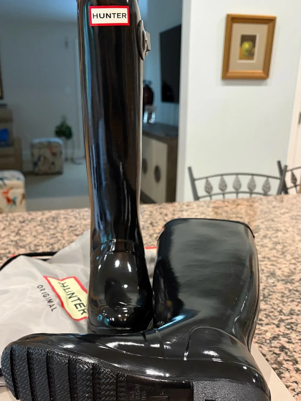 Hunter Women's Gloss Black Tall Rain Boots